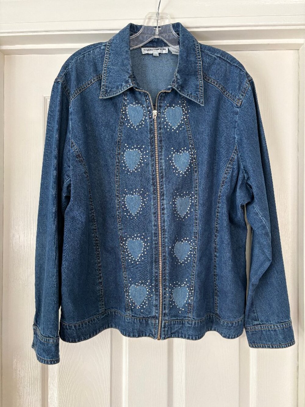 Cathy Daniels bling hearts denim jacket, XL